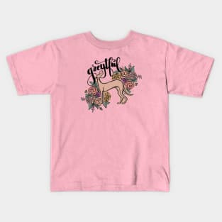 Greytful Greyhound spring flower dog design Kids T-Shirt